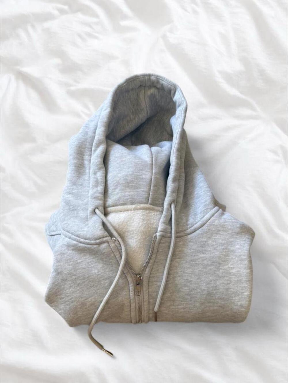 Heather Gray Full Zip Fleece Hoodie - Picture 8 of 8